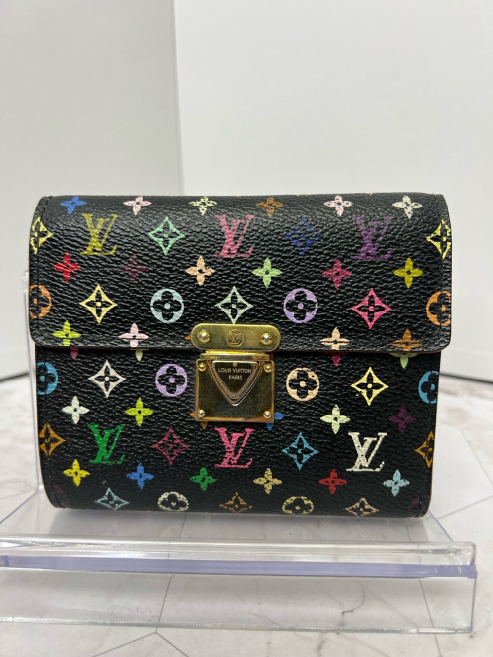 Louis Vuitton Black Takashi Murakami Koala Monogram Mini Wallet w/Gold Hardware